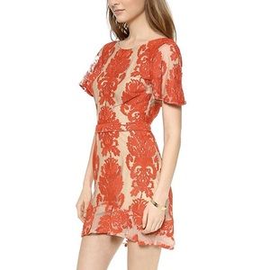 👗 Love And Lemons San Marcos Red Laced Mini Dress
